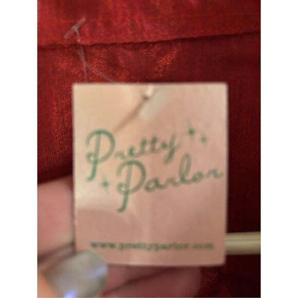 Pretty Parlor Boutique Red Silk Blouse - Picture 3 of 4